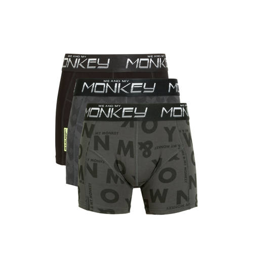 Me & My Monkey boxershort - set van 3 zwart/army Jongens Stretchkatoen - 104