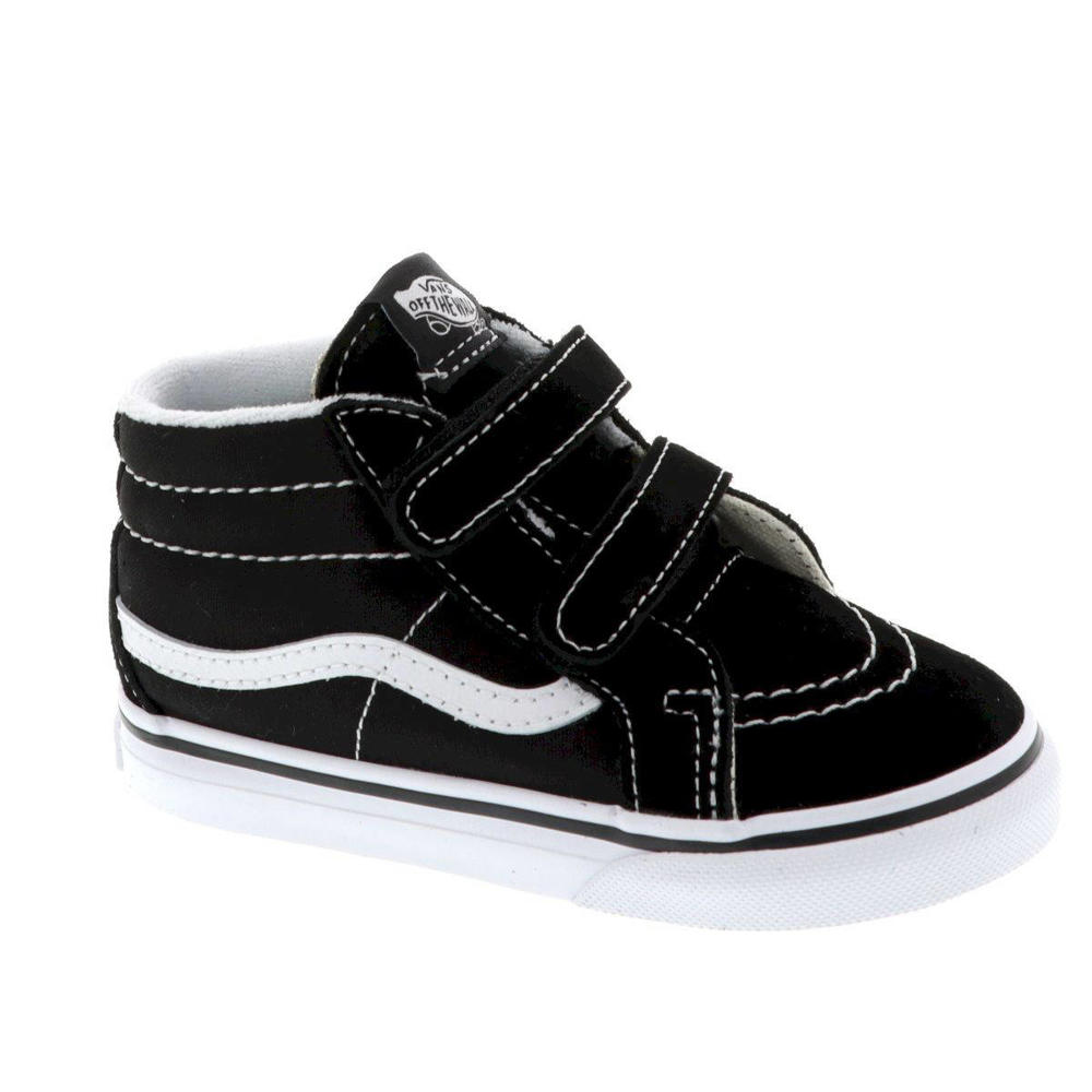 Zwart en witte jongens en meisjes VANS SK8-Mid Reissue V sneakers van canvas-imitatie suedè/voering: textiel/voetbed: eva met klittenband en effen