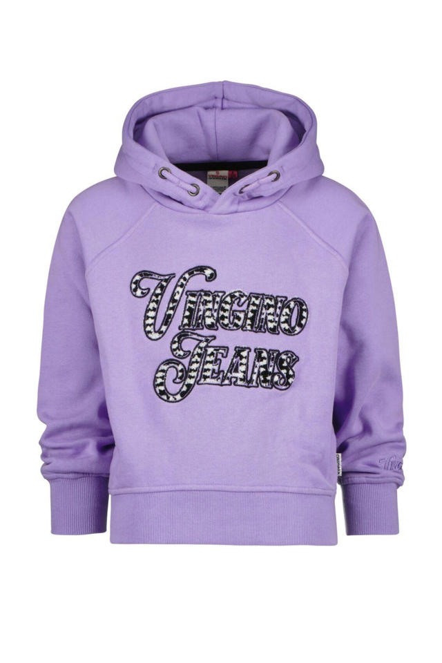 Vingino hoodie Neva met printopdruk en pailletten lila - Main Image