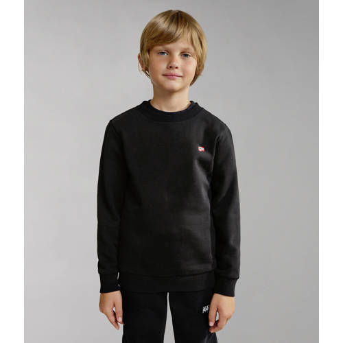 Napapijri sweater zwart Jongens Biologisch katoen Ronde hals Effen