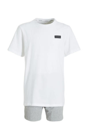  shortama grijs melange/wit