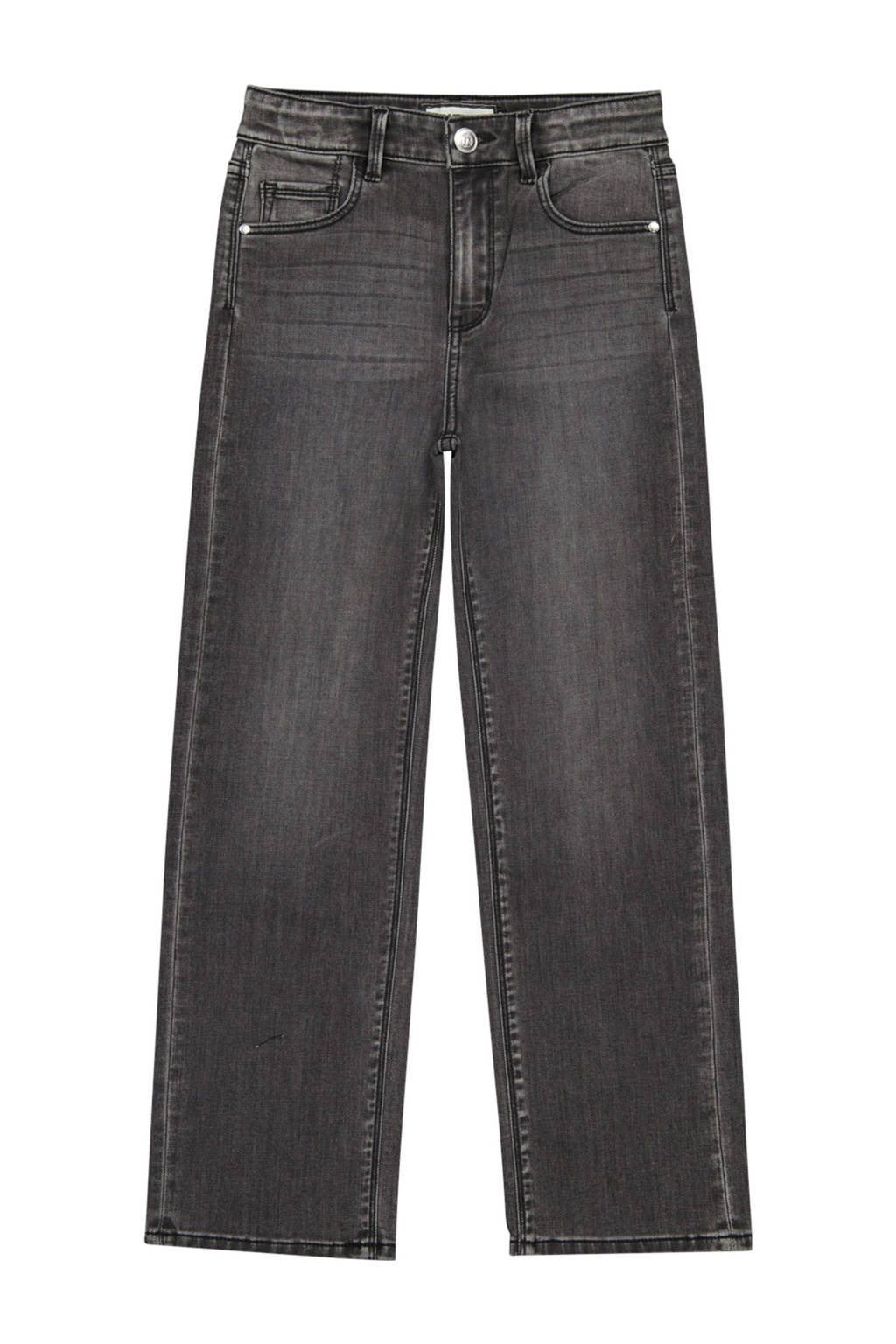 high waist straight fit jeans grijs