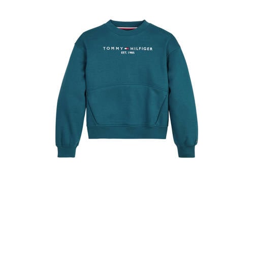 Tommy Hilfiger sweater met logo blauw Logo - 116 | Sweater van Tommy Hilfiger