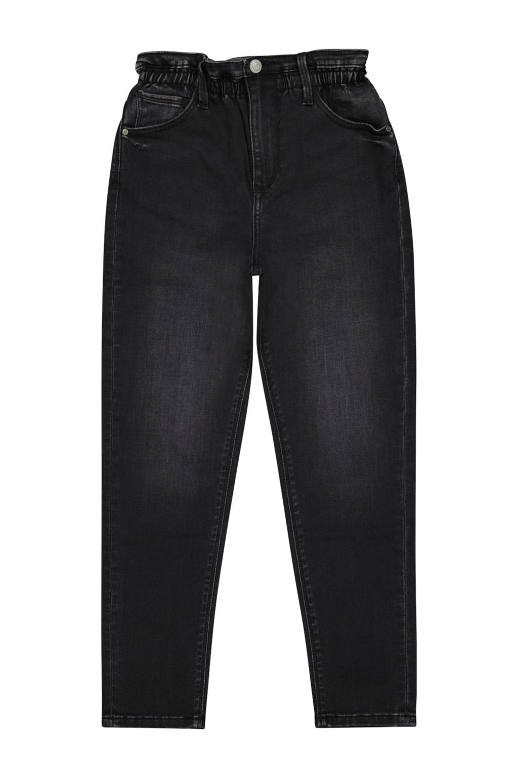 Zwarte meisjes Raizzed high waist mom jeans van denim met rits- en knoopsluiting en effen