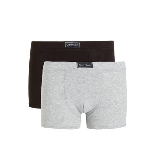 Calvin Klein boxershort - set van 2 grijs melange/zwart Jongens Stretchkatoen