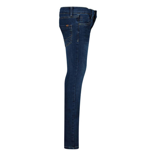 Name it skinny jeans NKMPETE met visgraat blauw Jongens Stretchdenim Effen 80