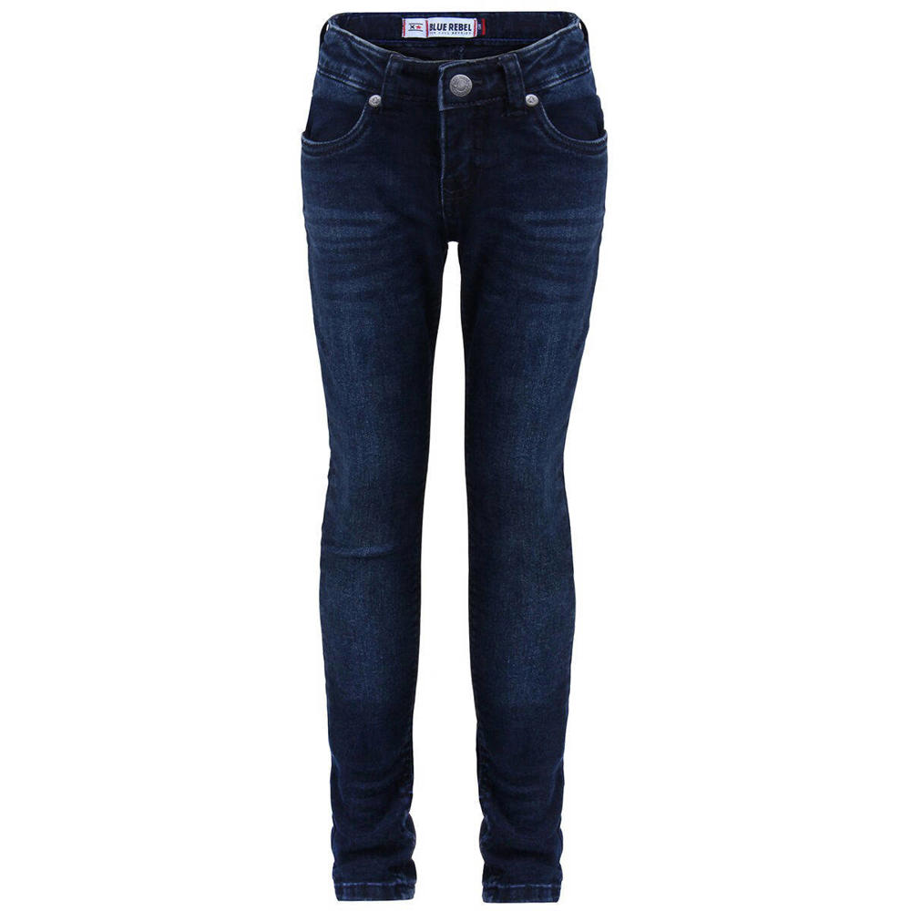 Dark blue denim meisjes Blue Rebel skinny jeans Jordan pure indigo van stretchdenim met effen