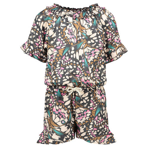 Like Flo jumpsuit met all over print grijs Meisjes Polyester Boothals All over print