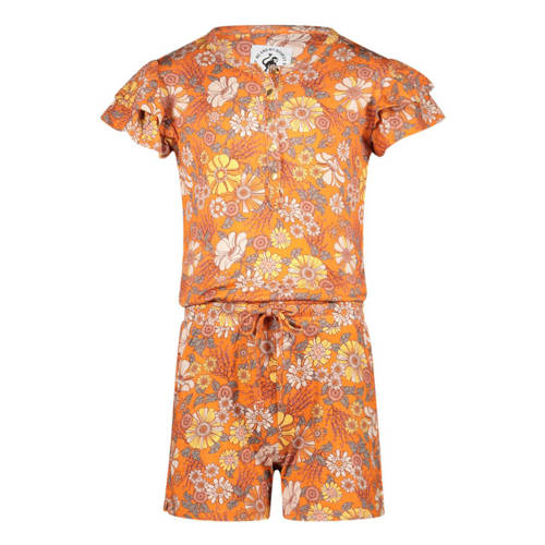 Me & My Monkey jumpsuit met all over print oranje Meisjes Stretchkatoen Ronde hals