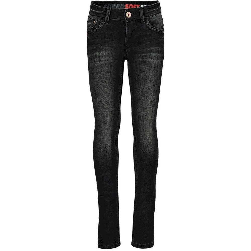 Grey denim meisjes Vingino skinny jeans vintage van stretchdenim met regular waist, rits- en knoopsluiting en effen