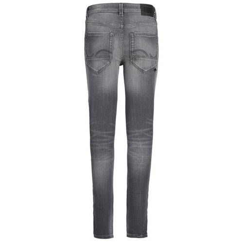 Jack & jones super skinny jeans Jjidan met slijtage grey denim Grijs Jongens Stretchdenim 146