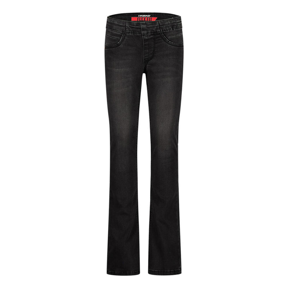Zwarte meisjes Vingino flared jeans van katoen met regular waist, rits- en knoopsluiting en effen