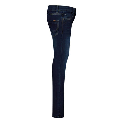 name it skinny jeans NKMPETE met visgraat dark blue denim Blauw Jongens Stretchdenim 80