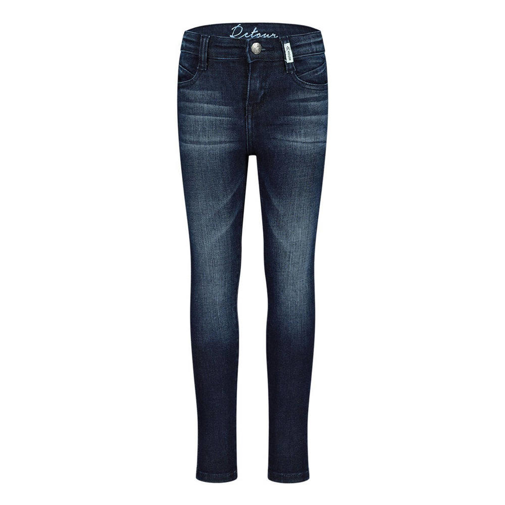Dark blue denim meisjes Retour Jeans super skinny jeans raw blue van stretchdenim met regular waist, rits- en drukknoopsluiting en effen