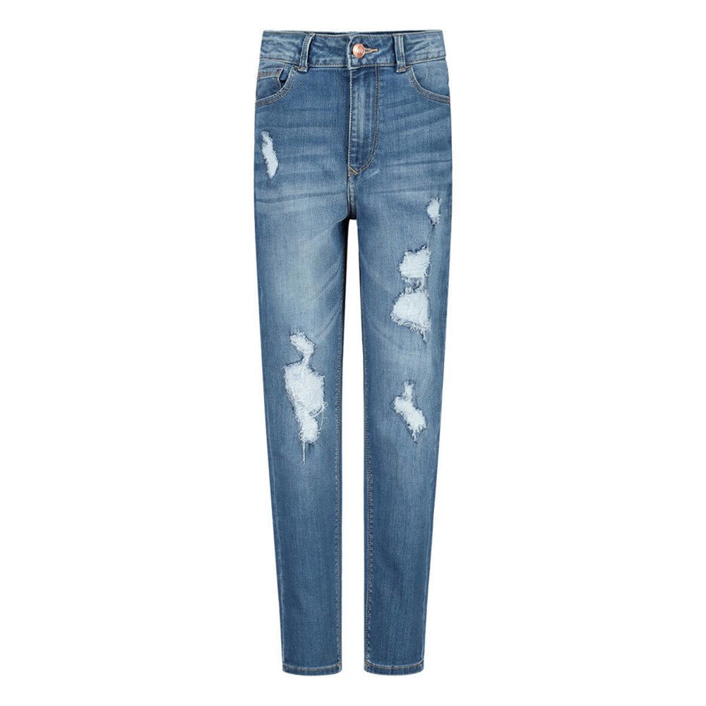 Blauwe meisjes Raizzed regular fit jeans van katoen met rits- en knoopsluiting