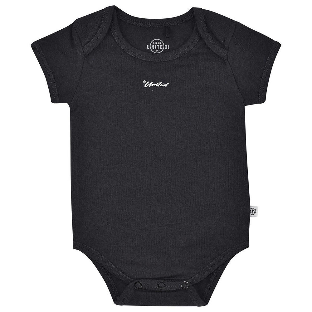 Born by Kiddo United baby romper met tekst antraciet
