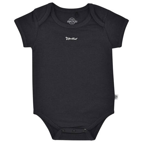 Born by Kiddo United baby romper met tekst antraciet Grijs Jongens/Meisjes Katoen Ronde hals - maat 56 afbeelding