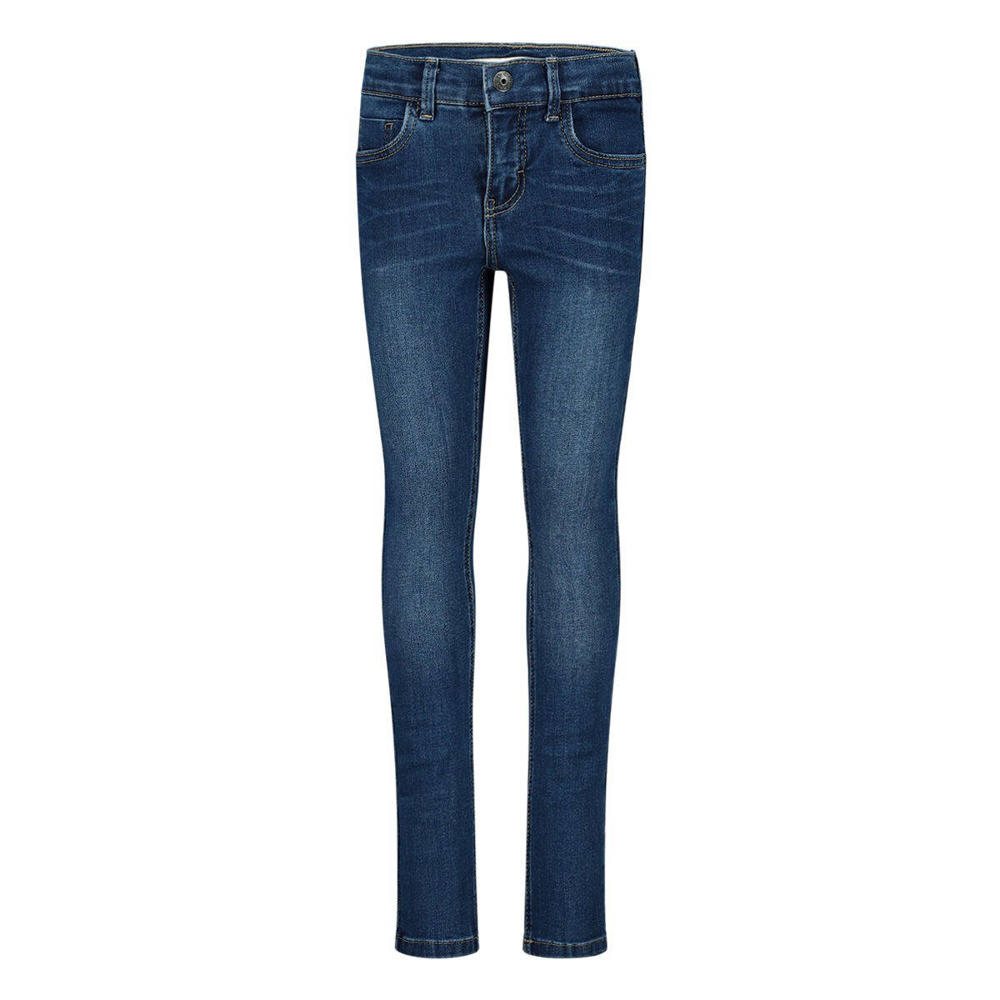 Medium blue denim jongens NAME IT skinny jeans van stretchdenim met regular waist, rits- en haaksluiting en effen