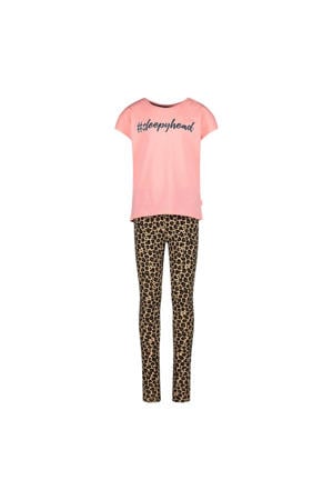 pyjama WIlAH met all over print roze/camel