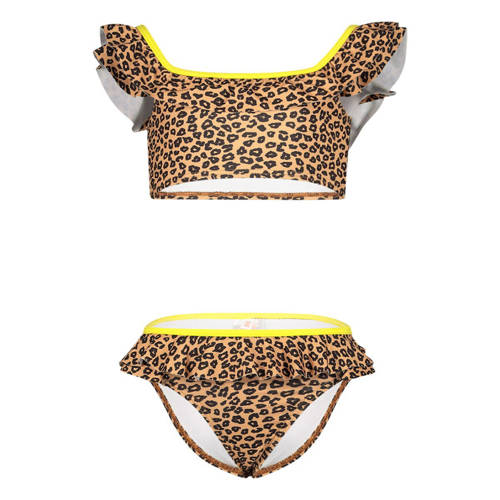 Orange Stars crop bikini met ruches bruin/zwart/geel Meisjes Gerecycled polyester (duurzaam) - 104-110