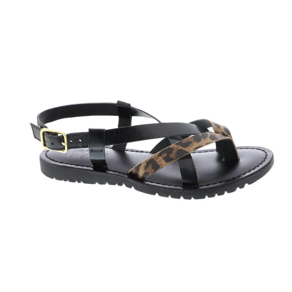 Zwarte meisjes Red Code sandalen van leer met gesp