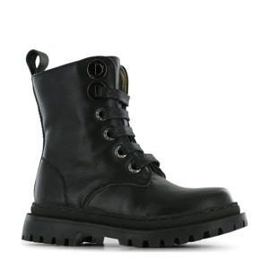 leren veterboots zwart