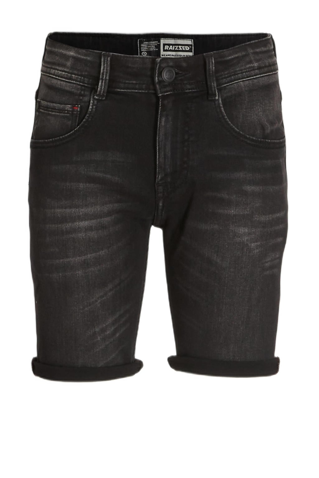 Zwarte jongens Raizzed slim fit short met effen