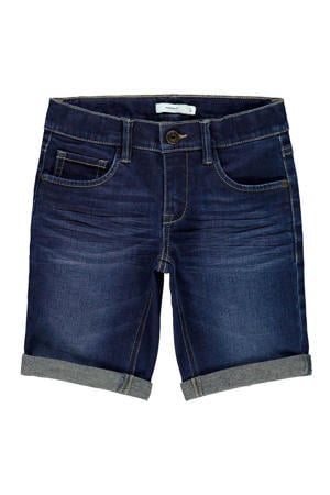 slim fit denim bermuda medium blue denim