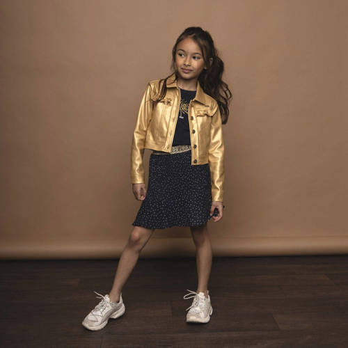 Le Chic jasje met all over print goud Meisjes Polyester Klassieke kraag