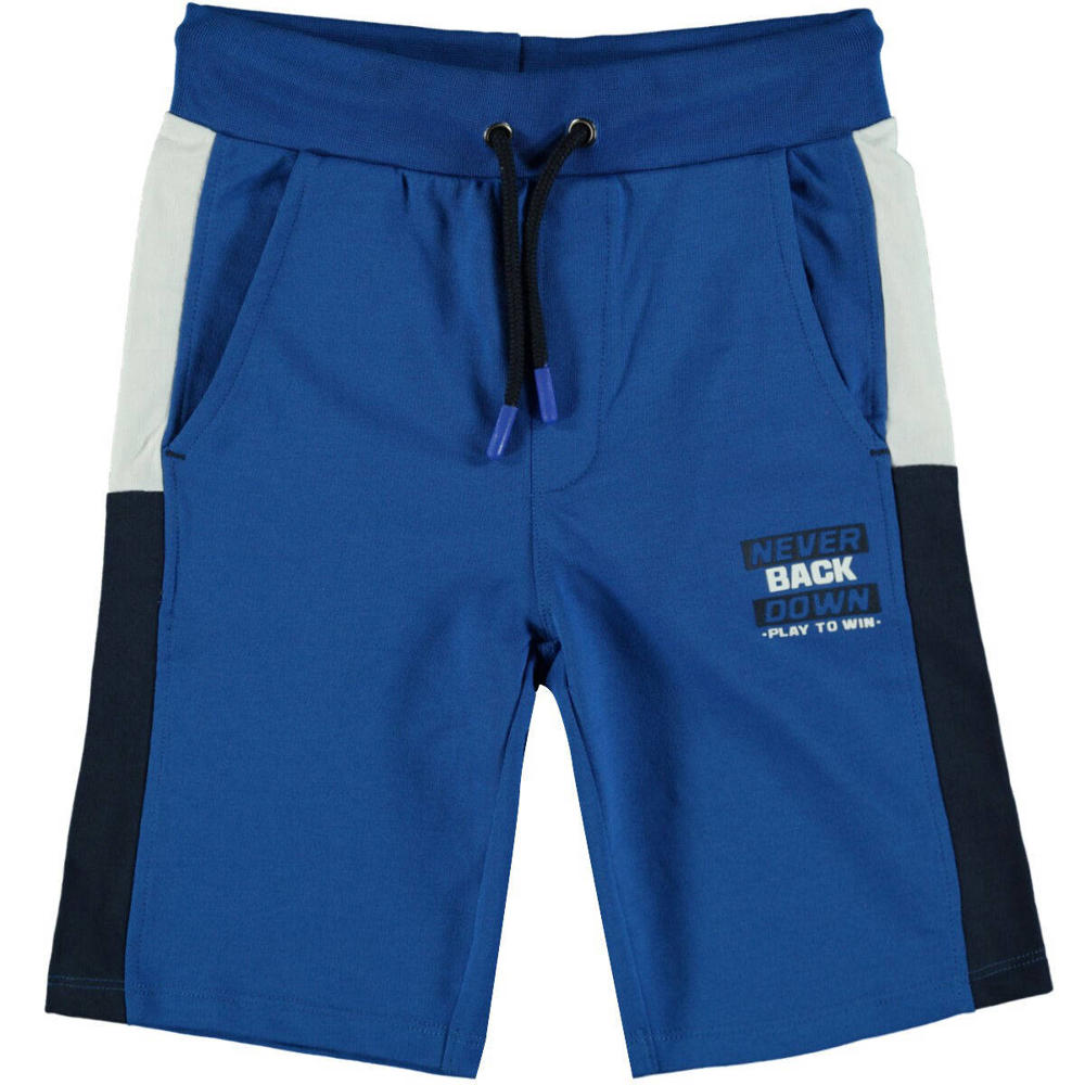 Blauw, grijs en zwarte jongens Orange Stars regular fit sweatshort van katoen met elastische tailleband met koord