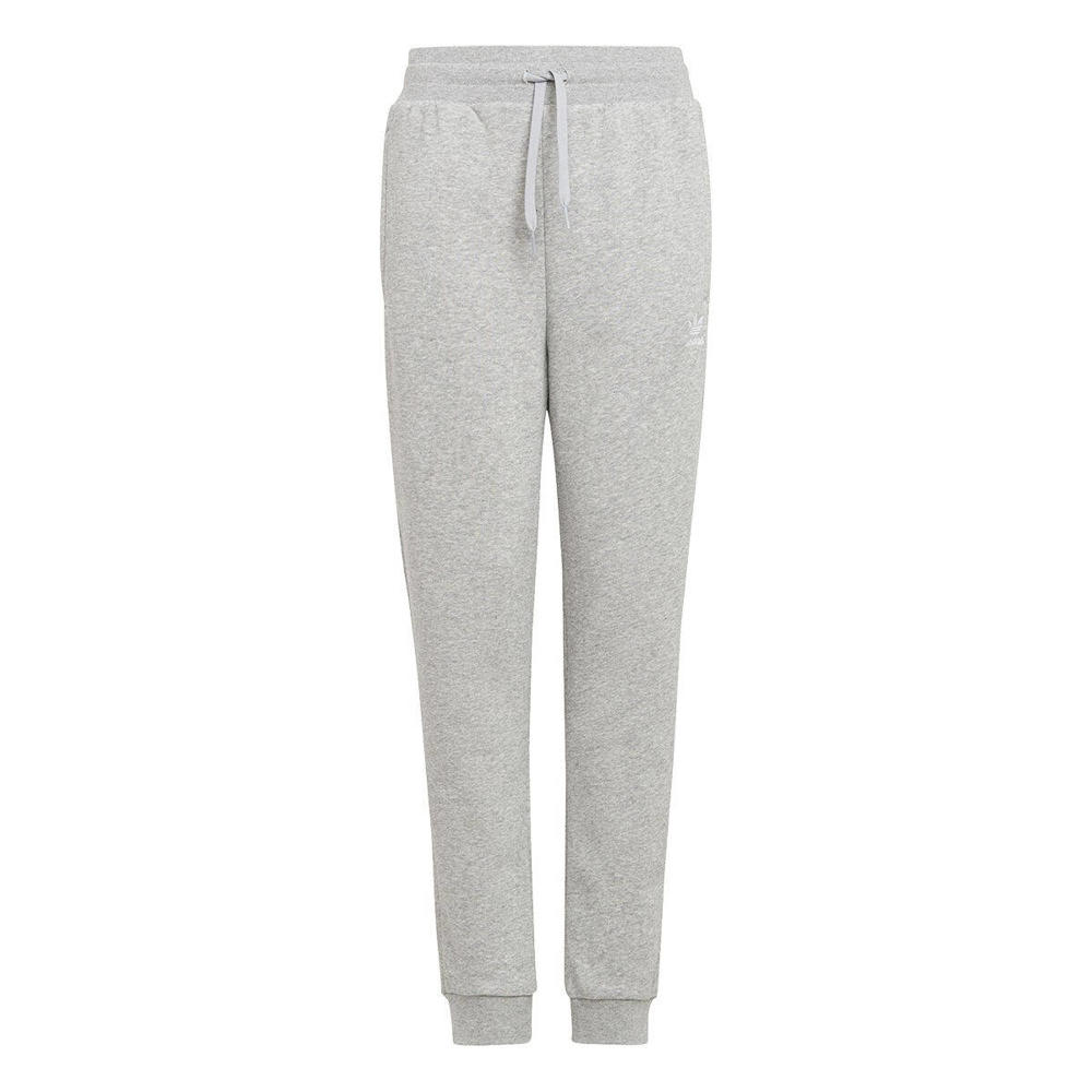 Grijs melange jongens en meisjes adidas Originals van sweat materiaal met elastische tailleband met koord en logo dessin