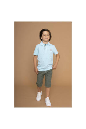 polo met all over print lichtblauw
