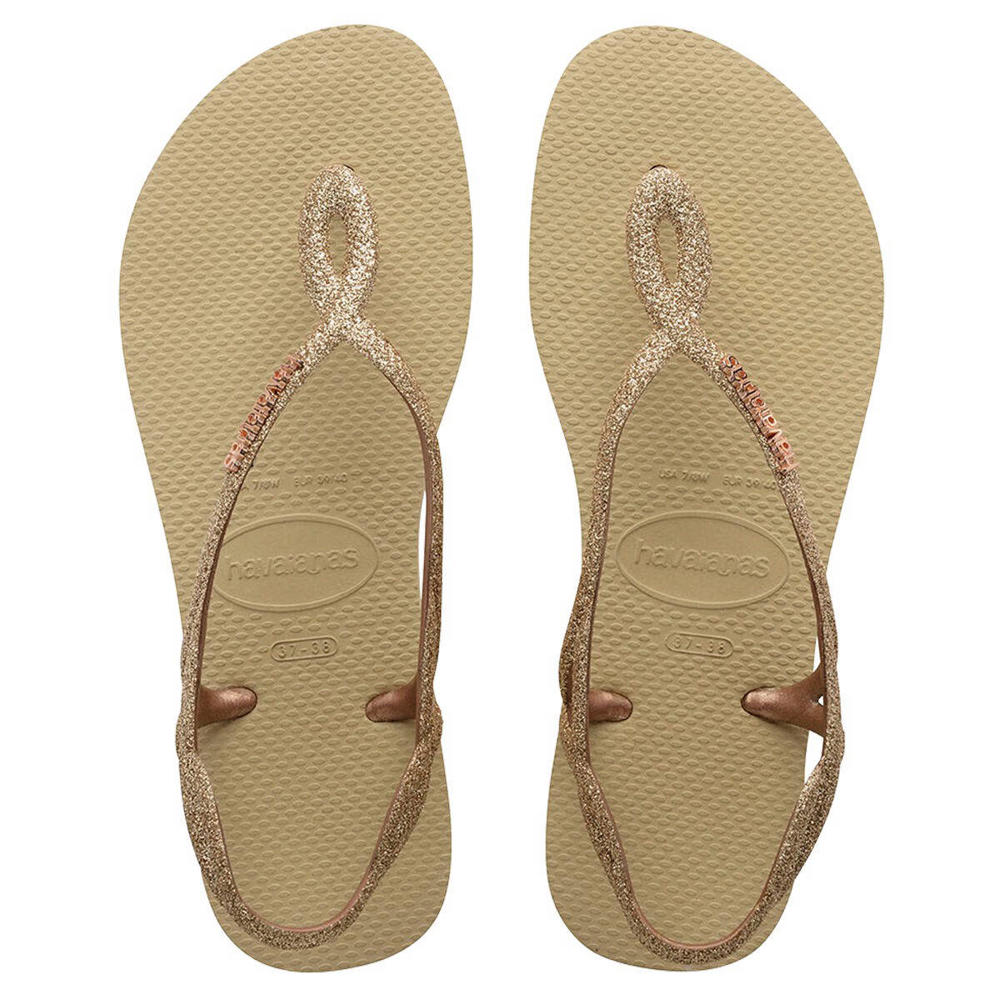 Beige meisjes Havaianas Luna Premium II sandalen van rubber/voering: rubber