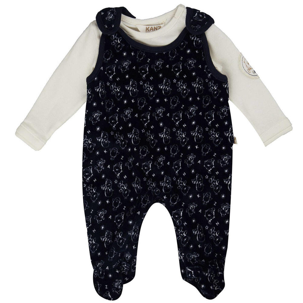 Kanz new born boxpak + longsleeve donkerblauw/offwhite