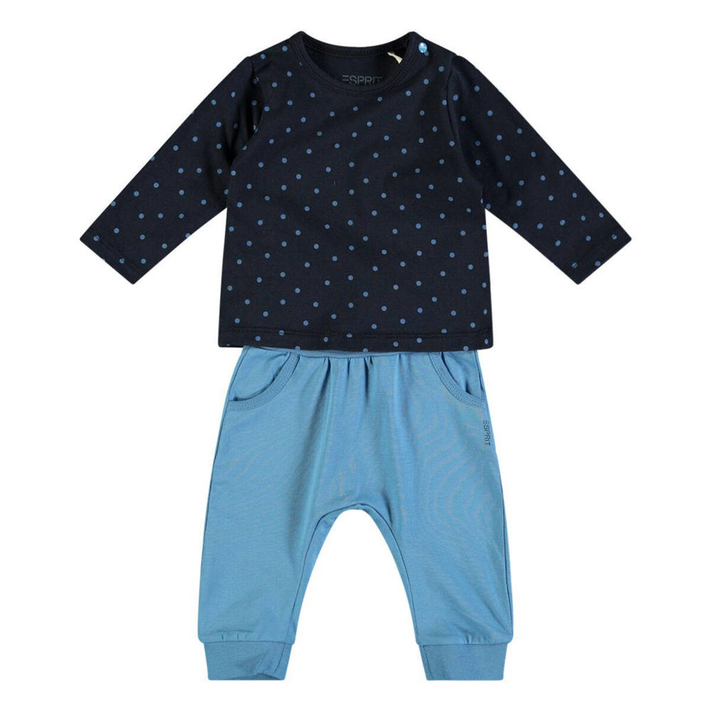 ESPRIT longsleeve + broek met stipdessin donkerblauw/blauw