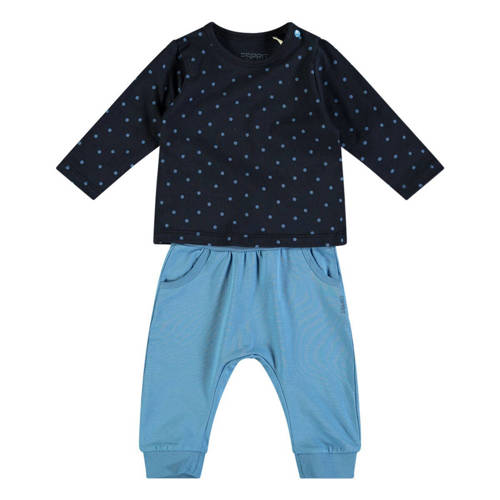 ESPRIT longsleeve + broek met stipdessin donkerblauw/blauw Shirt + broek Jongens/Meisjes Stretchkatoen Ronde hals