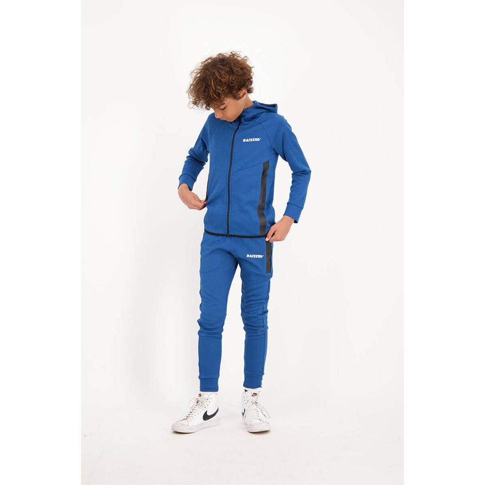 Blauwe jongens Raizzed joggingbroek van katoen met elastische tailleband met koord en logo dessin