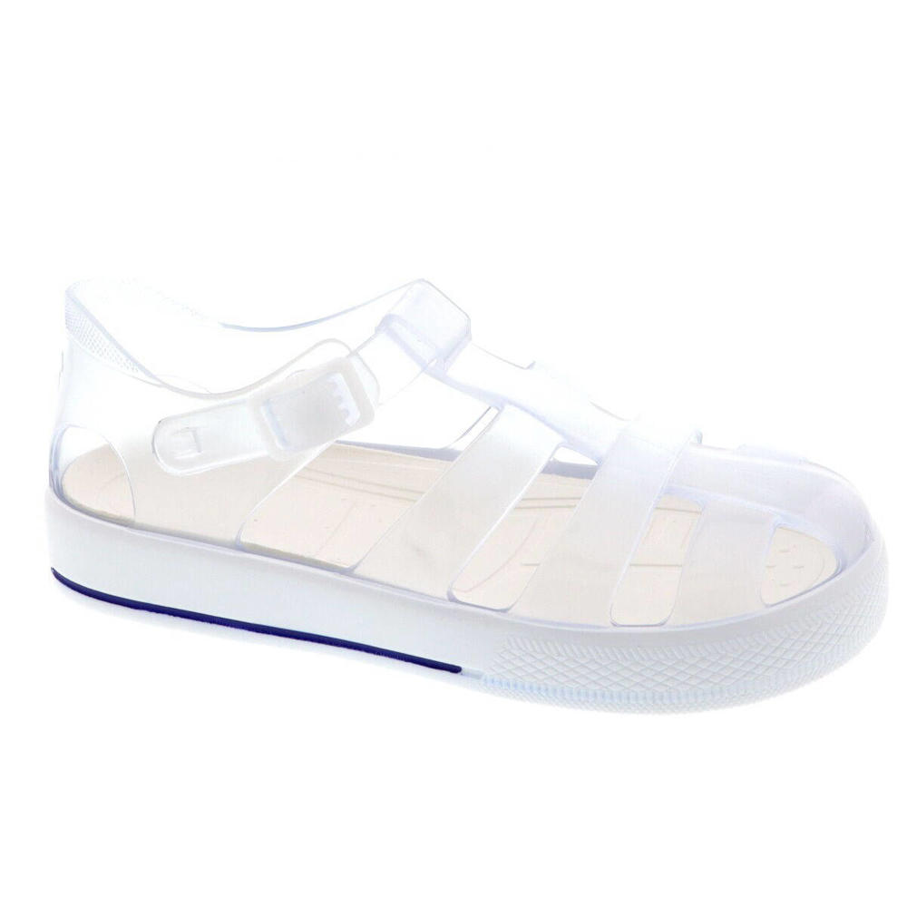 Lichtgrijze jongens en meisjes Igor waterschoenen transparant kids van rubber met drukknoop