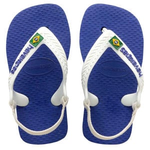 teenslippers met hielbandje wit/blauw