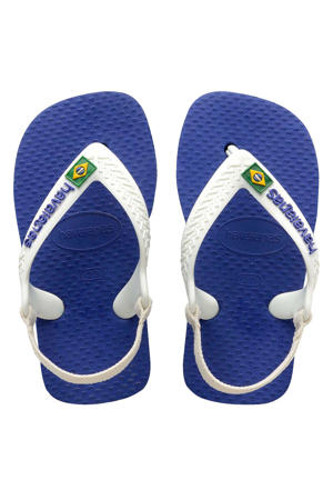 teenslippers met hielbandje wit/blauw