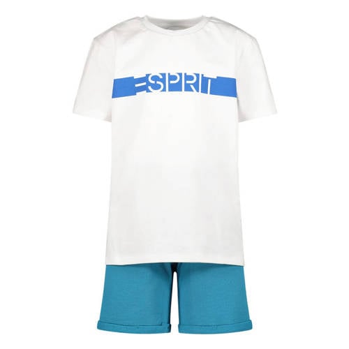 ESPRIT T-shirt + short blauw/wit Shirt + broek Jongens Katoen Ronde hals