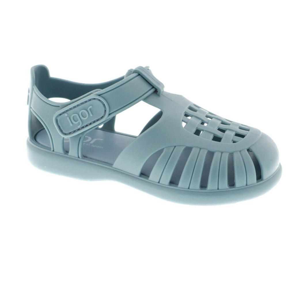 Blauwgrijs en oudroze jongens en meisjes Igor Tobby Solid waterschoenen Blauw kids van pvc/rubber met klittenband en effen