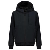 thumbnail: Zwarte jongens Airforce softshell jas zomer van polyester met effen, lange mouwen, capuchon, ritssluiting en elastische boord