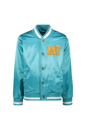 baseball jacket met patches turquoise