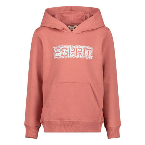 ESPRIT hoodie met logo zalmroze Sweater Meisjes Katoen Capuchon Logo 