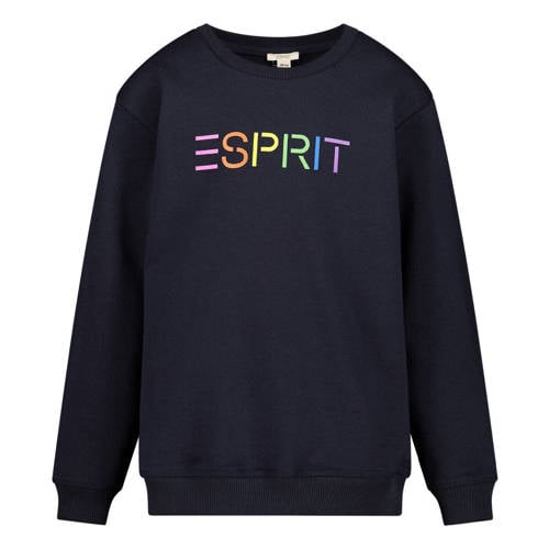 ESPRIT sweater met logo donkerblauw Logo - 104-110