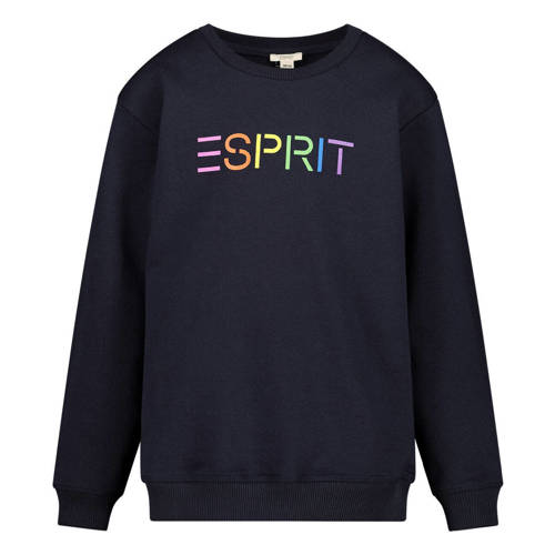 ESPRIT sweater met logo donkerblauw Logo