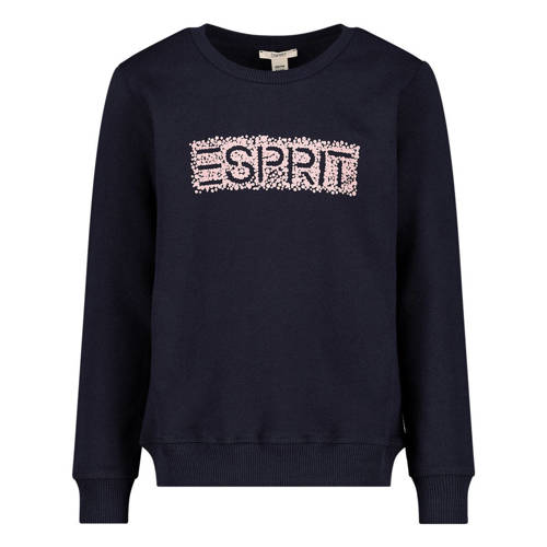 ESPRIT sweater met logo donkerblauw Logo - 104-110