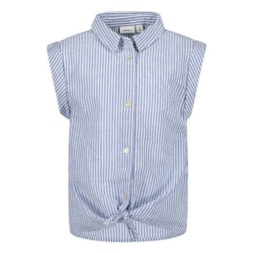 NAME IT gestreepte blouse NKFFEMMA blauw/wit Meisjes Katoen Klassieke kraag - maat 134-140 afbeelding