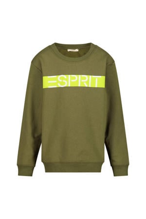 sweater met logo olijfgroen